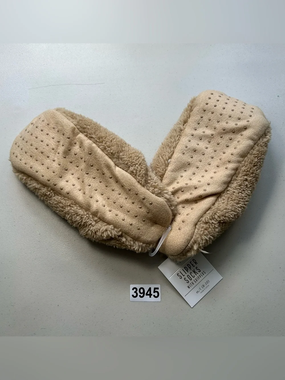 Women Slipper Socks With Grippers Tan Peach M/L 8-10 New
